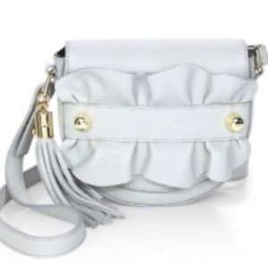 MILLY Ruffle Leather Crossbody Saddle Bag